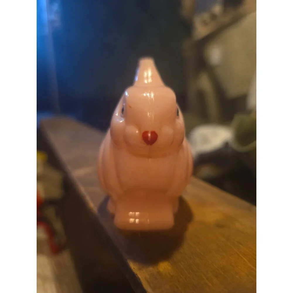 Vintage Easter 1950s Knickerbocker Plastic Pink Bunny Rabbit Made In USA Signed